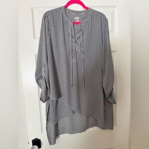 Chico's Black and White Striped Tunic